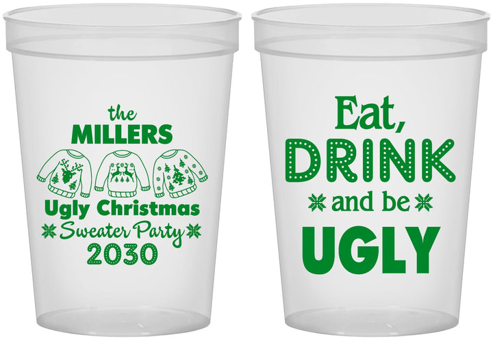 Custom Christmas 16 oz Translucent Cups - Ugly Sweater | 280023