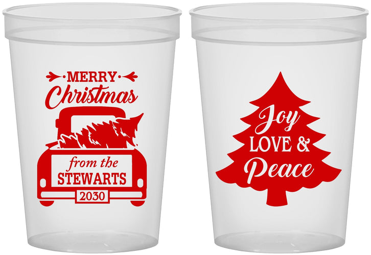 Custom Christmas 16 oz Translucent Cups - Christmas Tree | 280026