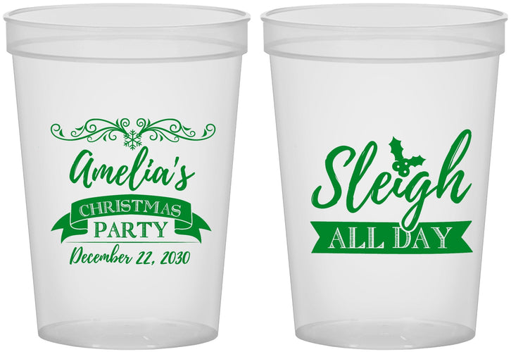 Custom Christmas 16 oz Translucent Cups - Sleigh All Day | 280031