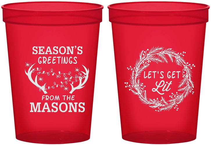 Custom Christmas 16 oz Translucent Cups - Lets Get Lit | 280032
