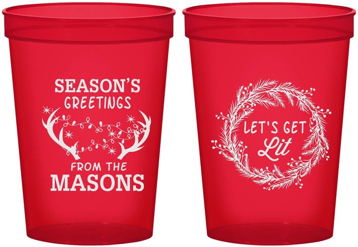 Custom Christmas 16 oz Translucent Cups - Lets Get Lit | 280032