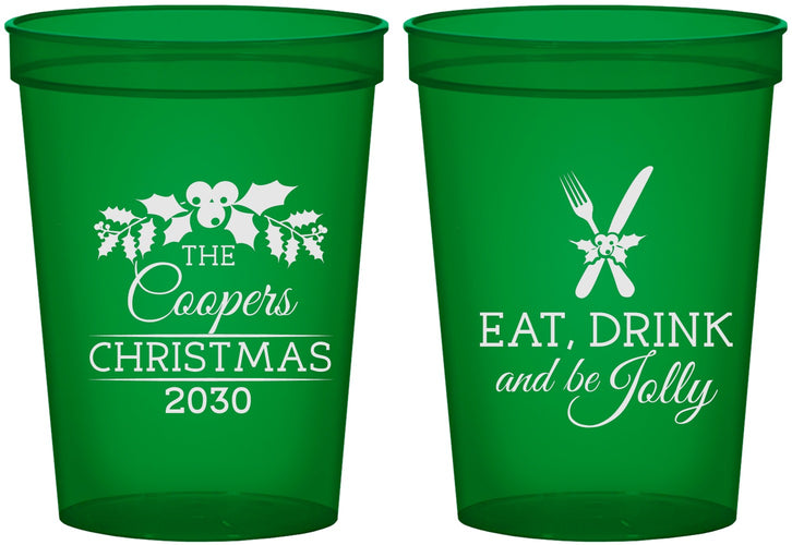 Custom Christmas 16 oz Translucent Cups - Eat Drink And Be Jolly | 280033