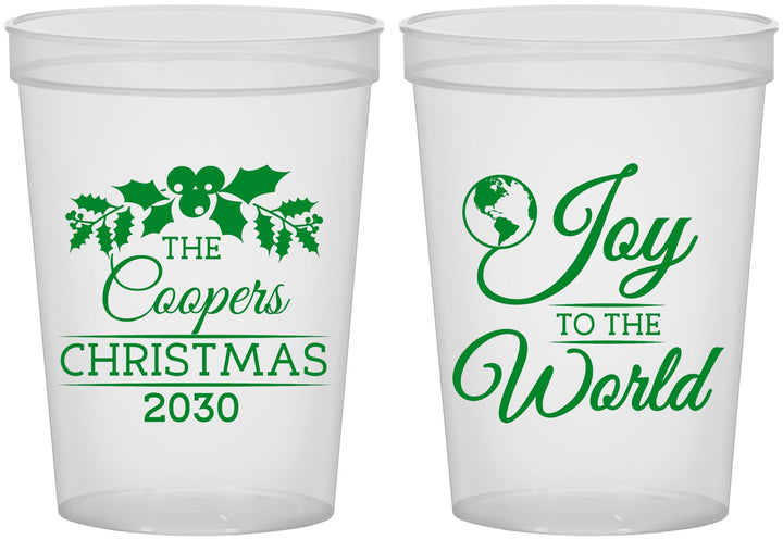 Custom Christmas 16 oz Translucent Cups - Joy To The World | 280035