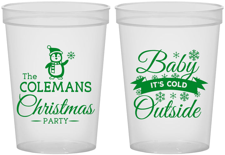 Custom Christmas 16 oz Translucent Cups - Cold Outside | 280043
