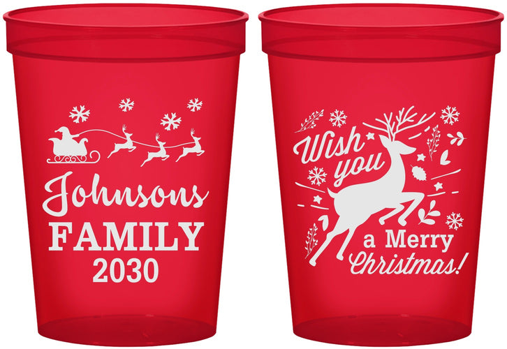Custom Christmas 16 oz Translucent Cups - Reindeer | 280044