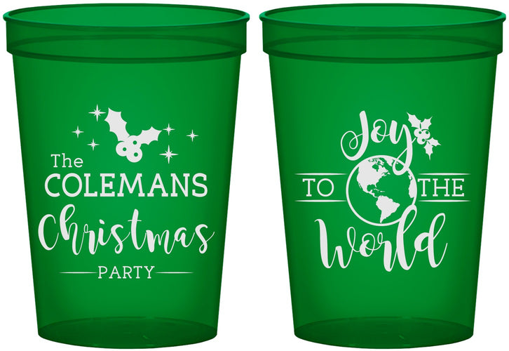 Custom Christmas 16 oz Translucent Cups - Joy To The World | 280045