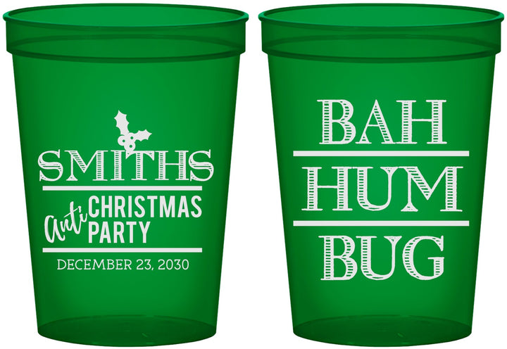 Custom Christmas 16 oz Translucent Cups - Bah Hum Bug | 280057