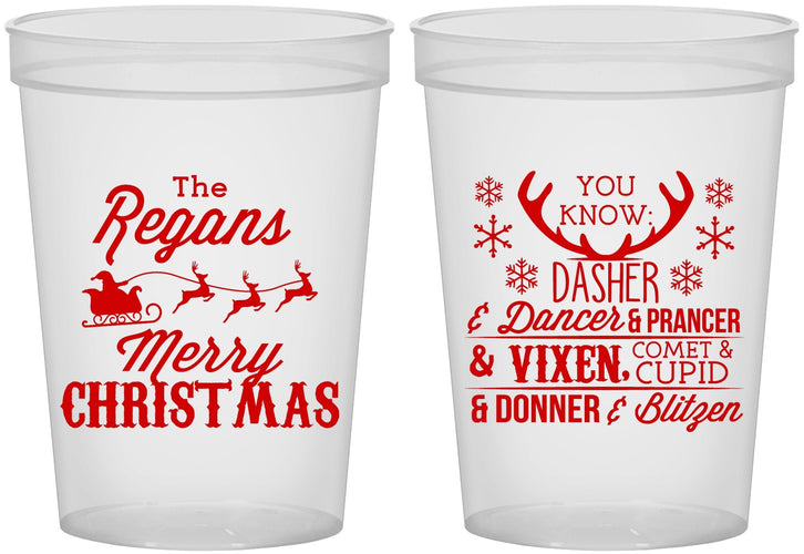 Custom Christmas 16 oz Translucent Cups - Reindeer | 280062