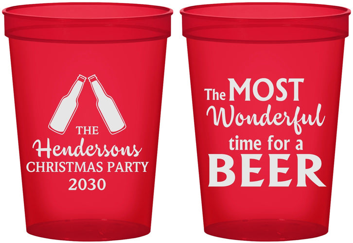 Custom Christmas 16 oz Translucent Cups - Wonderful Time For A Beer | 280064