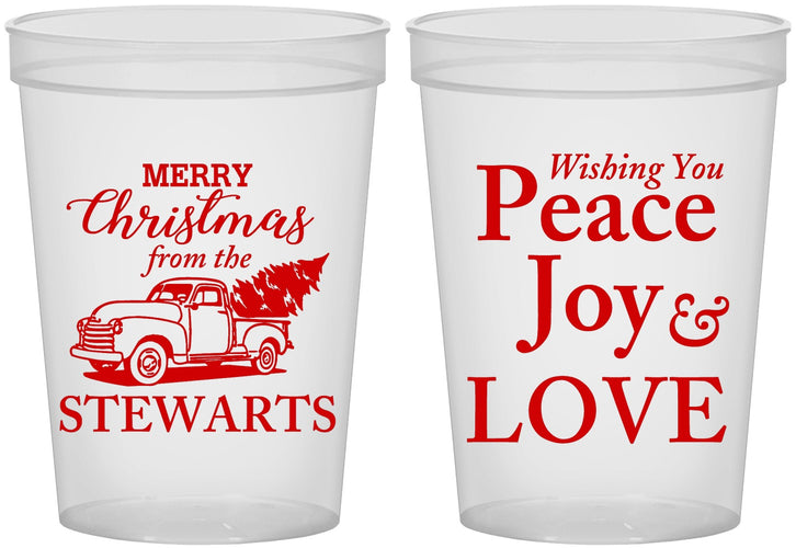 Custom Christmas 16 oz Translucent Cups - Peace Joy Love | 280070
