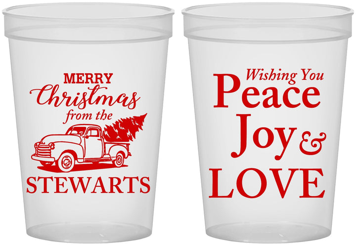 Custom Christmas 16 oz Translucent Cups - Peace Joy Love | 280070