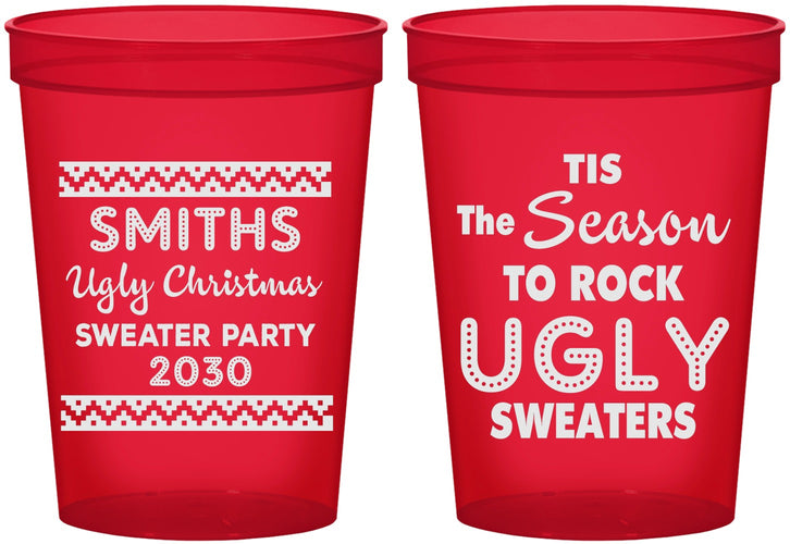Custom Christmas 16 oz Translucent Cups - Ugly Sweater | 280080