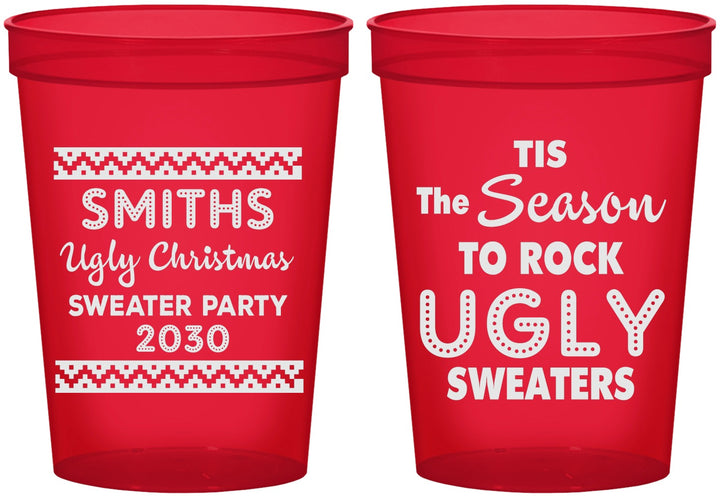 Custom Christmas 16 oz Translucent Cups - Ugly Sweater | 280080