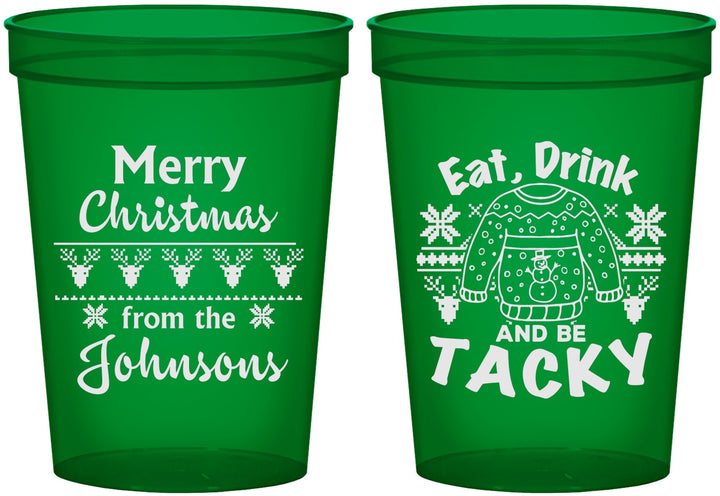 Custom Christmas 16 oz Translucent Cups - Eat Drink Tacky | 280081