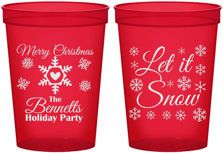Custom Christmas 16 oz Translucent Cups - Let Is Snow | 280088