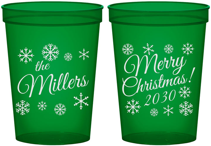 Custom Christmas 16 oz Translucent Cups - Snowflakes | 280089