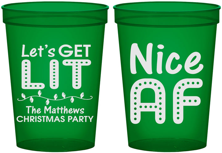 Custom Christmas 16 oz Translucent Cups - Nice Af | 280093