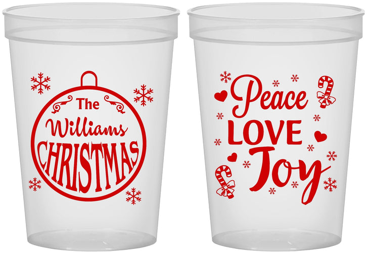 Custom Christmas 16 oz Translucent Cups - Peace Joy Love | 280094