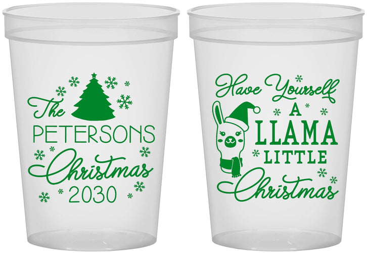 Custom Christmas 16 oz Translucent Cups - Llama | 280095