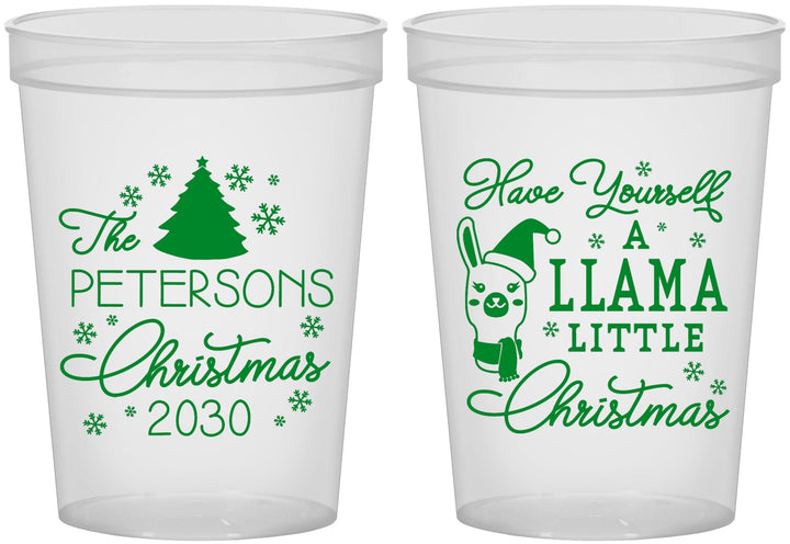 Custom Christmas 16 oz Translucent Cups - Llama | 280095