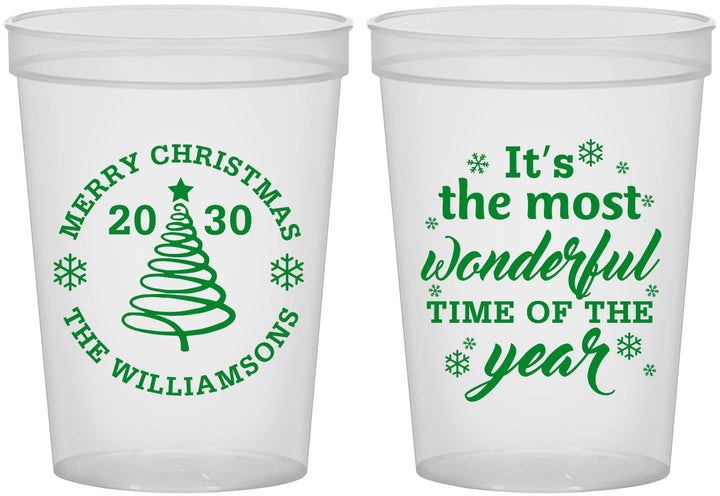 Custom Christmas 16 oz Translucent Cups - Wonderful Time For A Beer | 280099