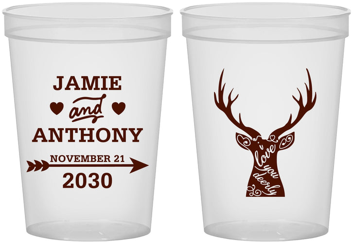 Custom Wedding 16 oz Translucent Cups - Deer | 282