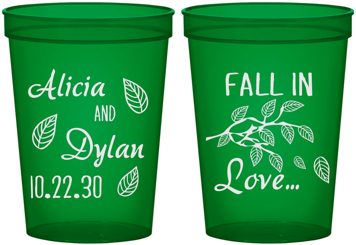 Custom Wedding 16 oz Translucent Cups - Fall In Love | 283