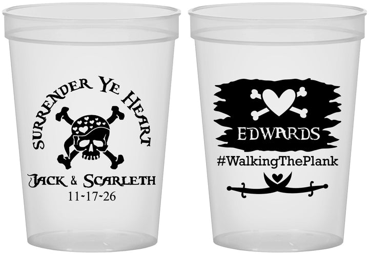 Custom Wedding 16 oz Translucent Cups - Pirate | 286