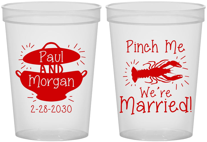 Custom Wedding 16 oz Translucent Cups - Crawfish Boil | 288