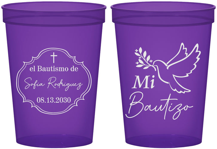 Custom Baptism 16 oz Translucent Cups - Mi Bautizo | 290002