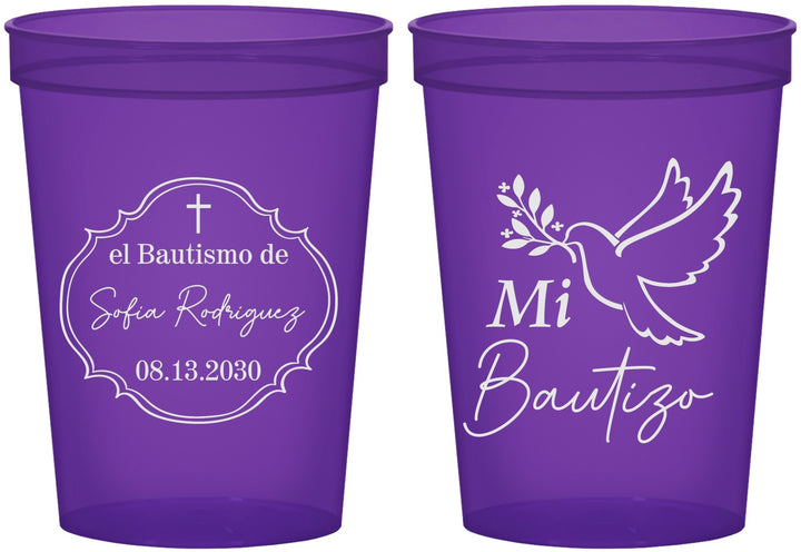 Custom Baptism 16 oz Translucent Cups - Mi Bautizo | 290002