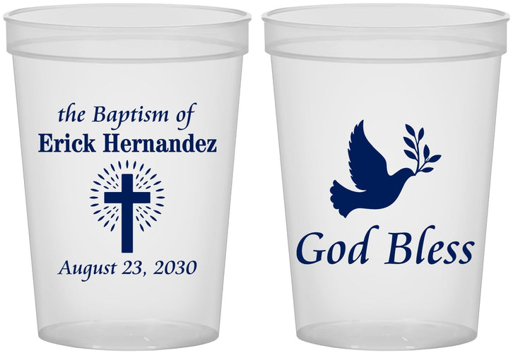 Custom Baptism 16 oz Translucent Cups - God Bless | 290005