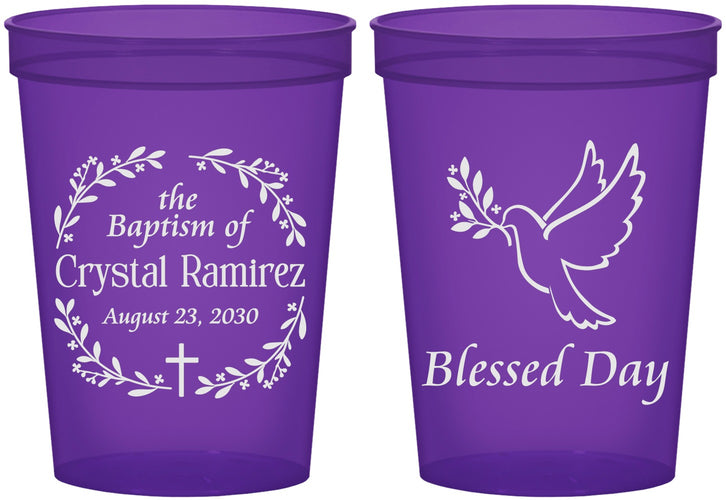 Custom Baptism 16 oz Translucent Cups - Blessed Day | 290006