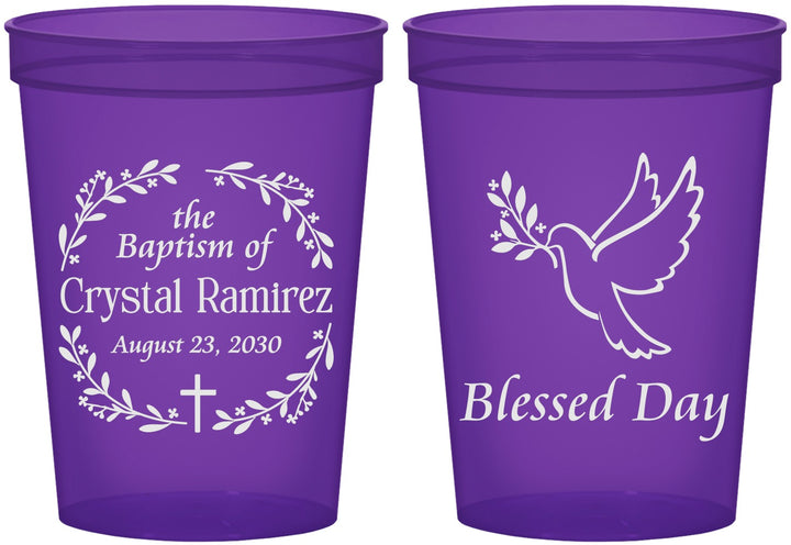 Custom Baptism 16 oz Translucent Cups - Blessed Day | 290006