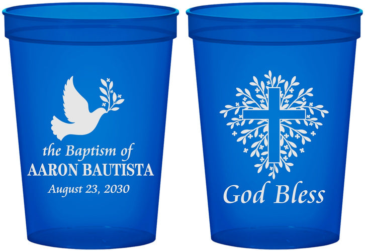 Custom Baptism 16 oz Translucent Cups - God Bless | 290007