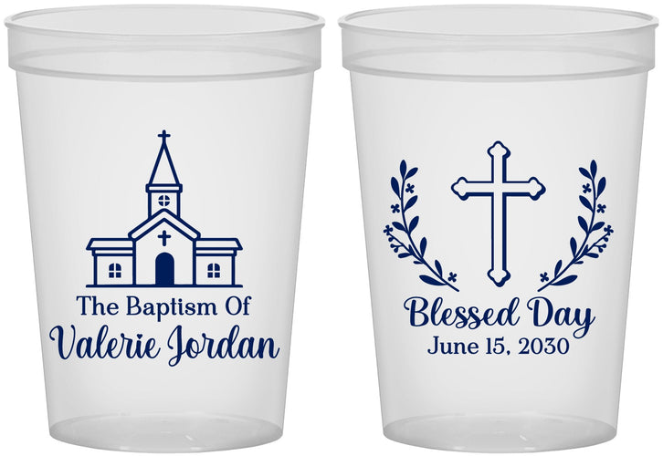 Custom Baptism 16 oz Translucent Cups - Blessed Day | 290009