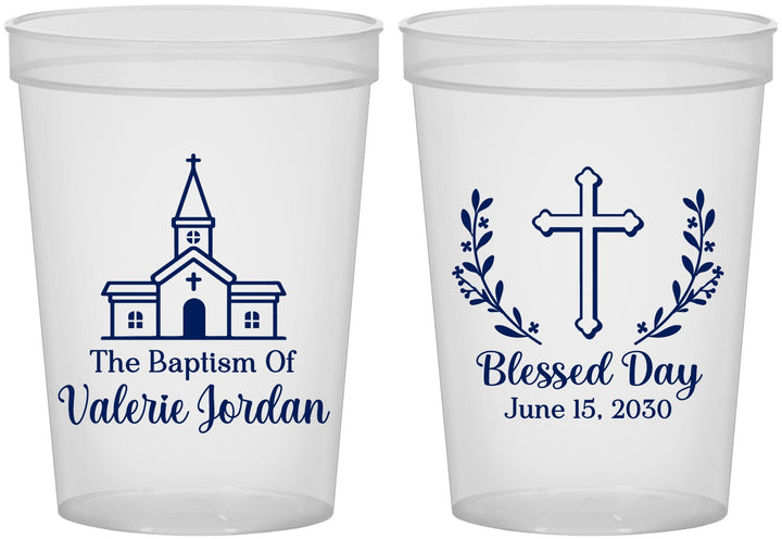 Custom Baptism 16 oz Translucent Cups - Blessed Day | 290009