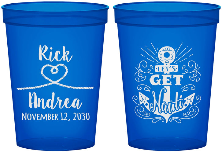 Custom Wedding 16 oz Translucent Cups - Lets Get Nauti | 292