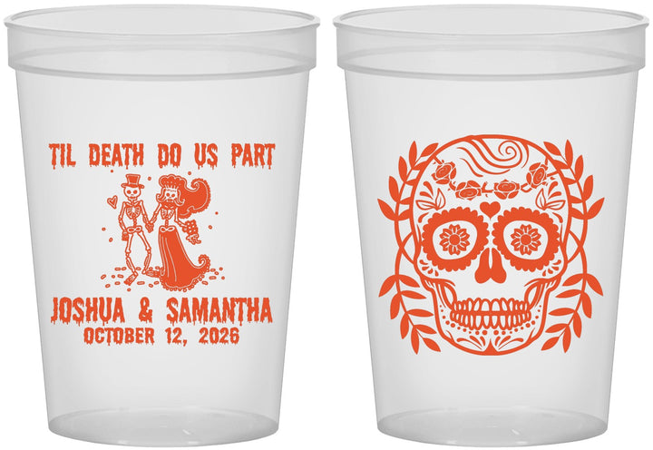 Custom Wedding 16 oz Translucent Cups - Til Death Do Us Part | 297