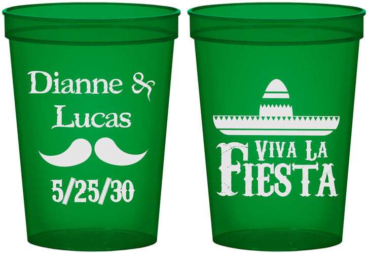 Custom Wedding 16 oz Translucent Cups - Viva La Fiesta | 299
