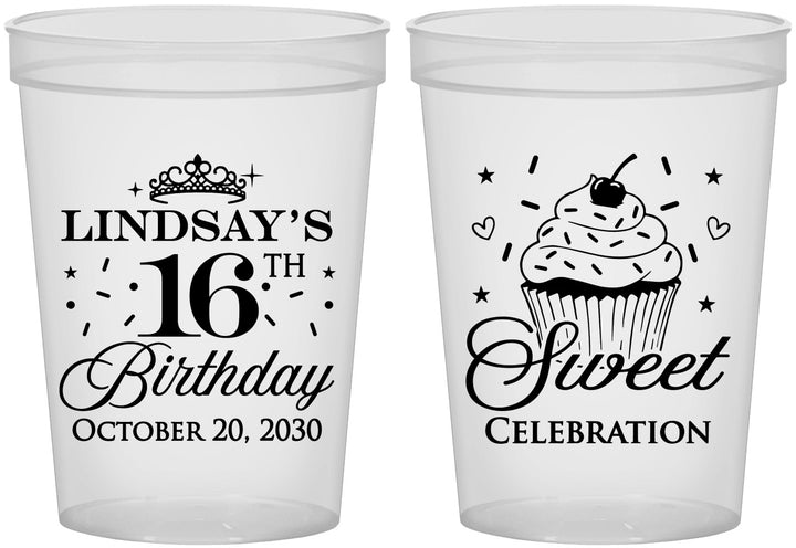 Custom 16th Birthday 16 oz Translucent Cups - Cupcake | 300000
