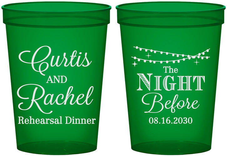 Custom Rehearsal Dinner 16 oz Translucent Cups - The Night Before | 30006