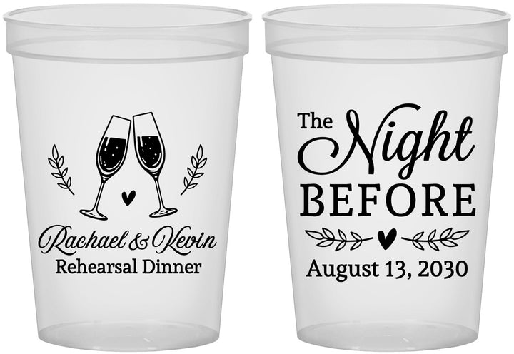 Custom Rehearsal Dinner 16 oz Translucent Cups - The Night Before | 30008