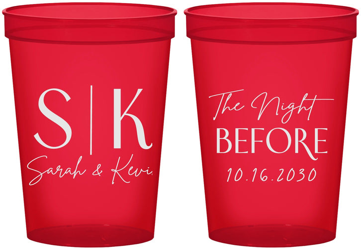 Custom Rehearsal Dinner 16 oz Translucent Cups - The Night Before | 30009