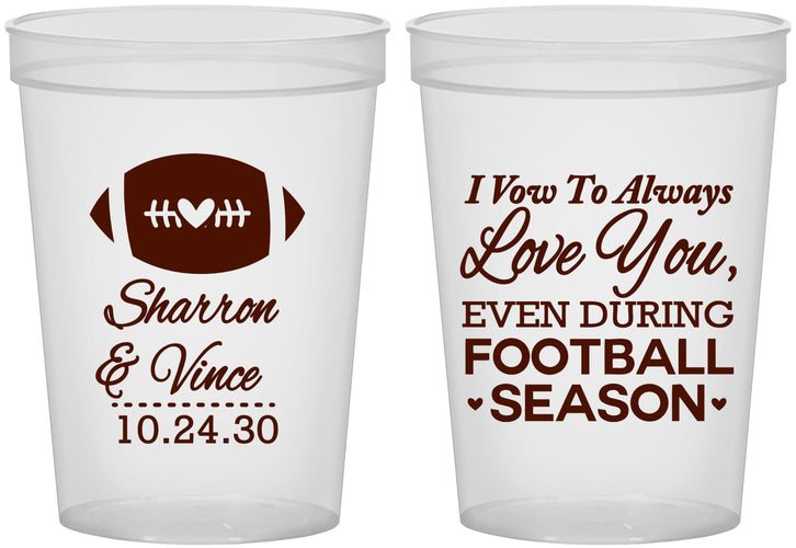 Custom Wedding 16 oz Translucent Cups - Football | 302