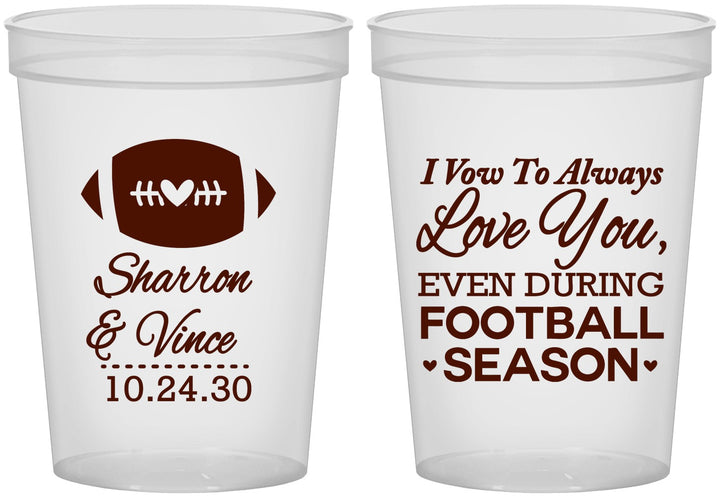Custom Wedding 16 oz Translucent Cups - Football | 302