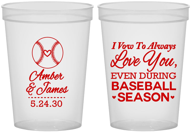 Custom Wedding 16 oz Translucent Cups - Baseball | 303