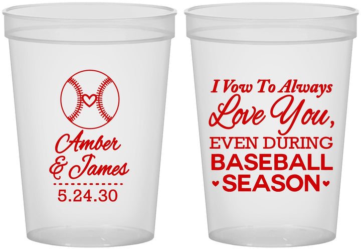 Custom Wedding 16 oz Translucent Cups - Baseball | 303