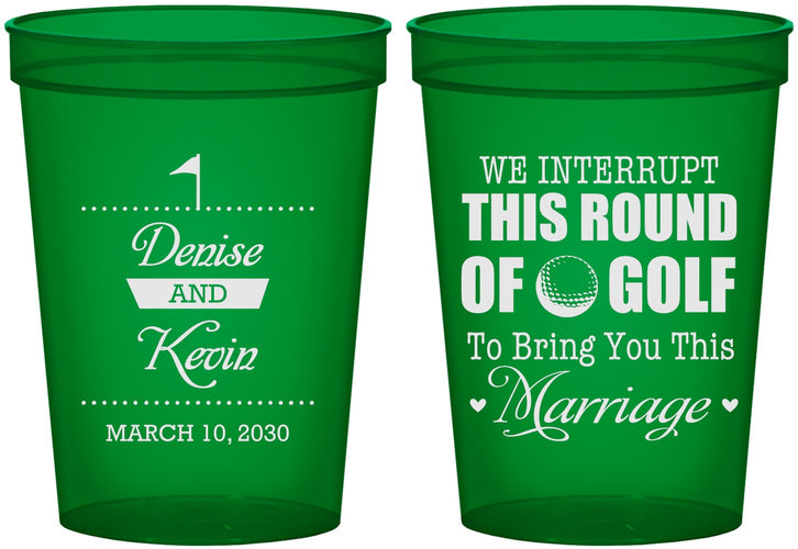 Custom Wedding 16 oz Translucent Cups - We Interrupt Golf | 309