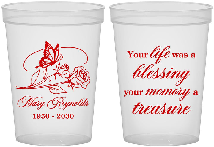 Custom Memorial 16 oz Translucent Cups - Life Blessing Memory | 310005